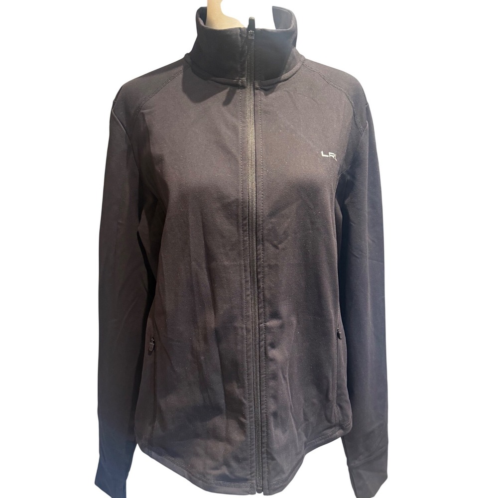 Lauren Ralph Lauren Womens XL Black Full Zip Mock Neck Athletic Jacket LRL